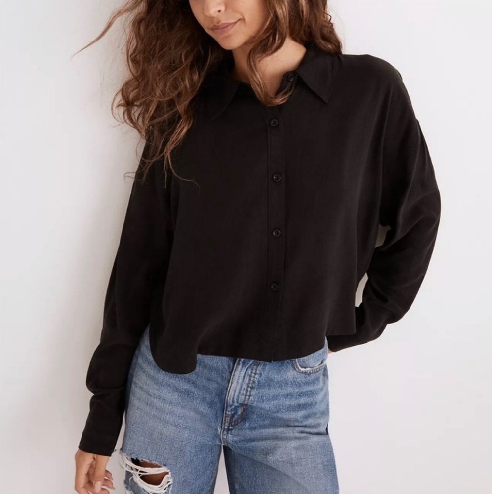 "Like New" Madewell Lusterweave Hartfield Top, Black // XXS